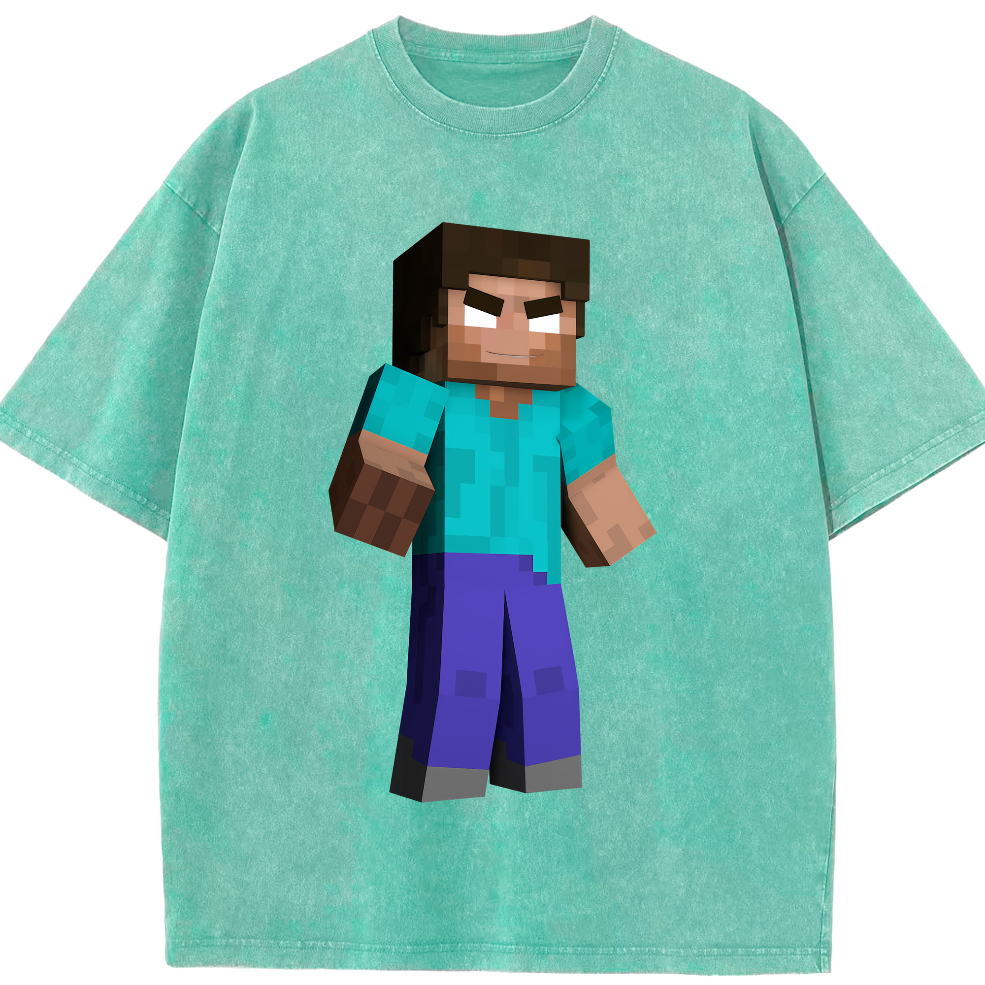 （画像用） マインクラフト ブロックの世界 Minecraft MC Block world 綿100% ヴィンテージ風 半袖Tシャツ（フロントプリント）